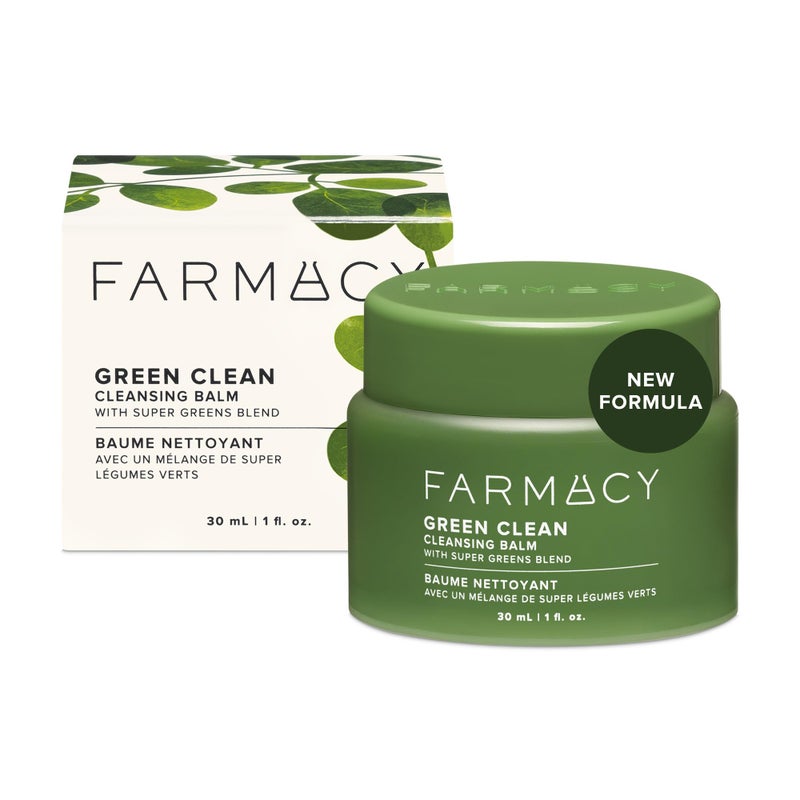Farmacy Makeup Remover Cleansing Balm  Green Clean Waterproof Makeup Remover  Oil Based Cleanser  Newly Formulated Double Cleanser with Plant Based Waxes  Upcycled Moringa 30ml